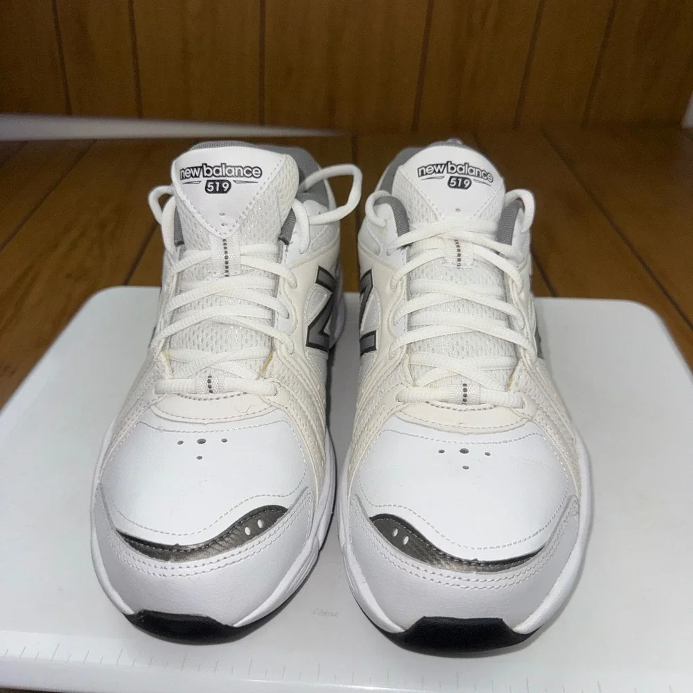 Mens New Balance 519 Abzorb Walking Shoes Sz 8.5 White Leather Gray MX519WG